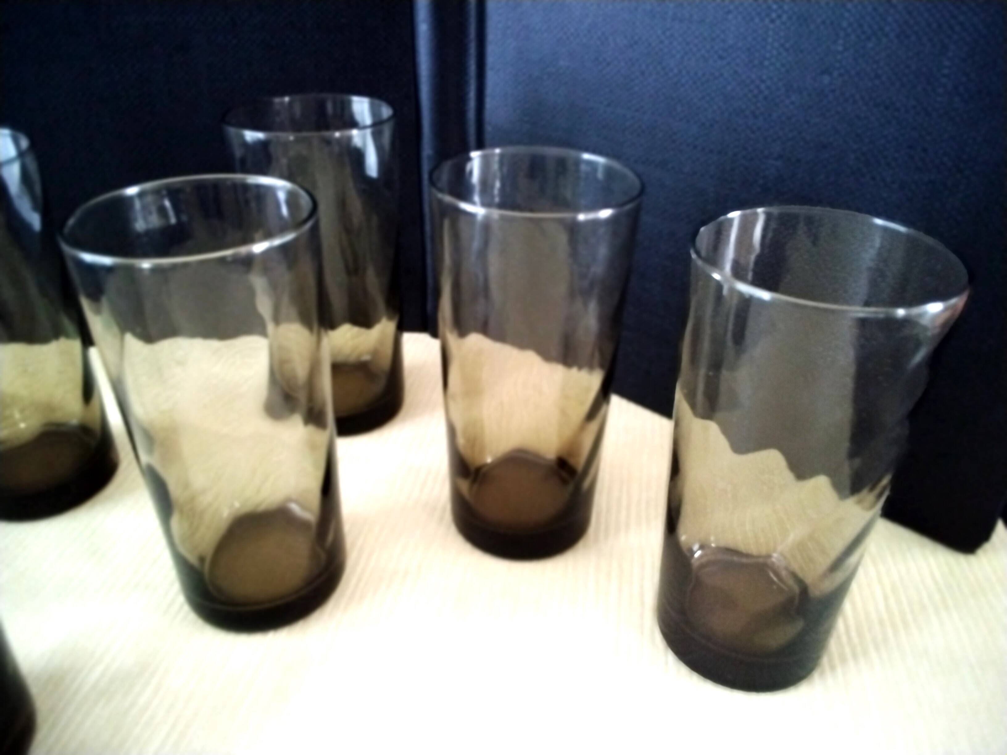 6 smoke-coloured glasses, torso effect, 1970s