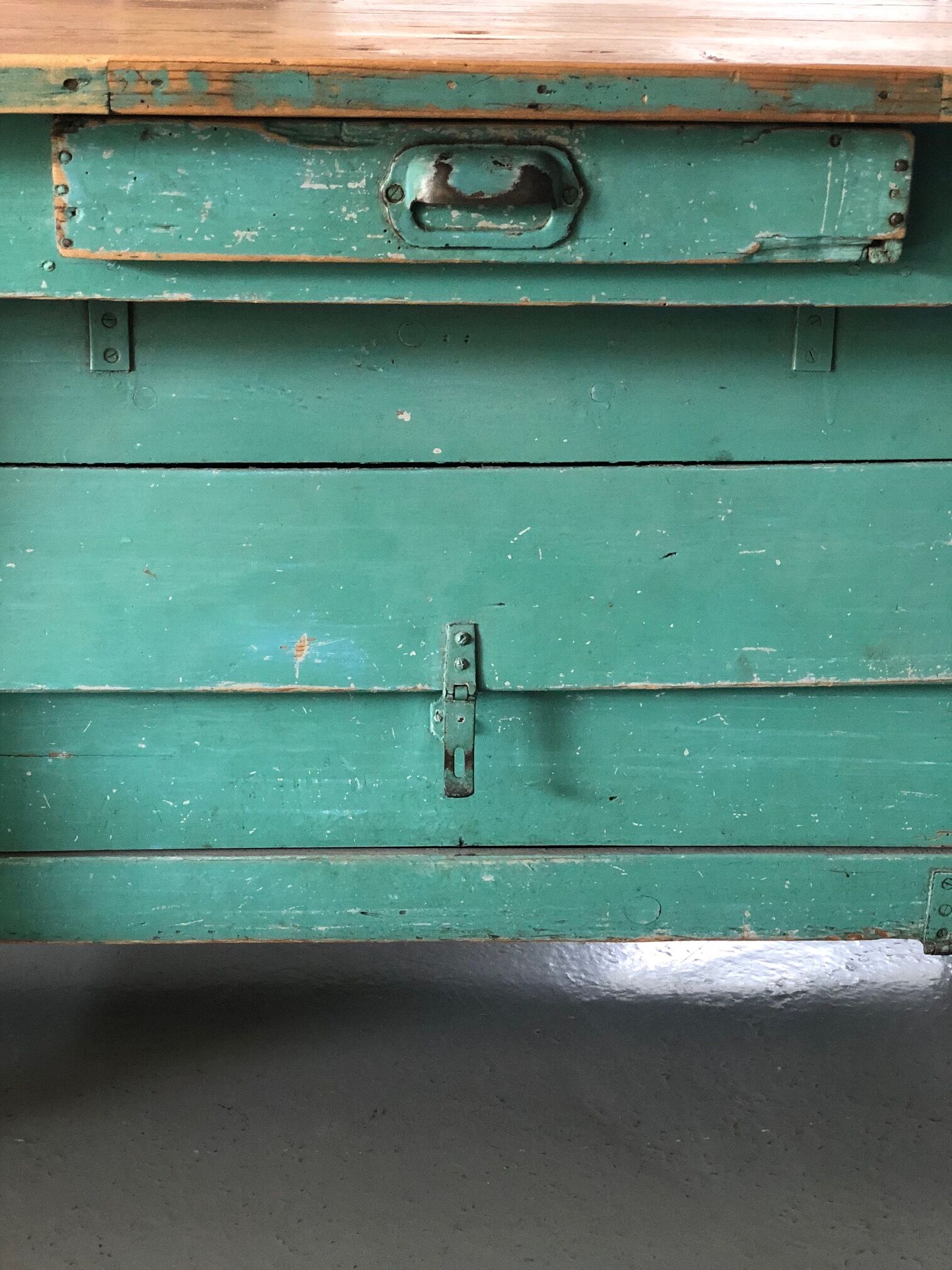 Furniture by trade / console in patinated green wood