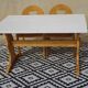 Table made entirely of solid pine, white top.