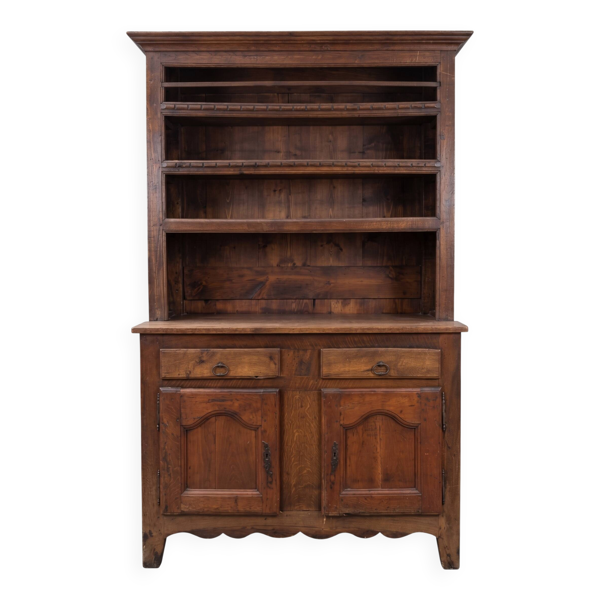 Sideboard, buffet, double body in solid oak Louis XV, Louis Philippe
