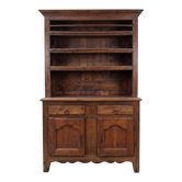 Buffet vaisselier, bahut, double corps en chêne massif Louis XV, Louis Philippe