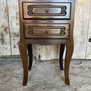 Antique Nightstand Louis XV Style Wood 2 Drawers Vintage #E294