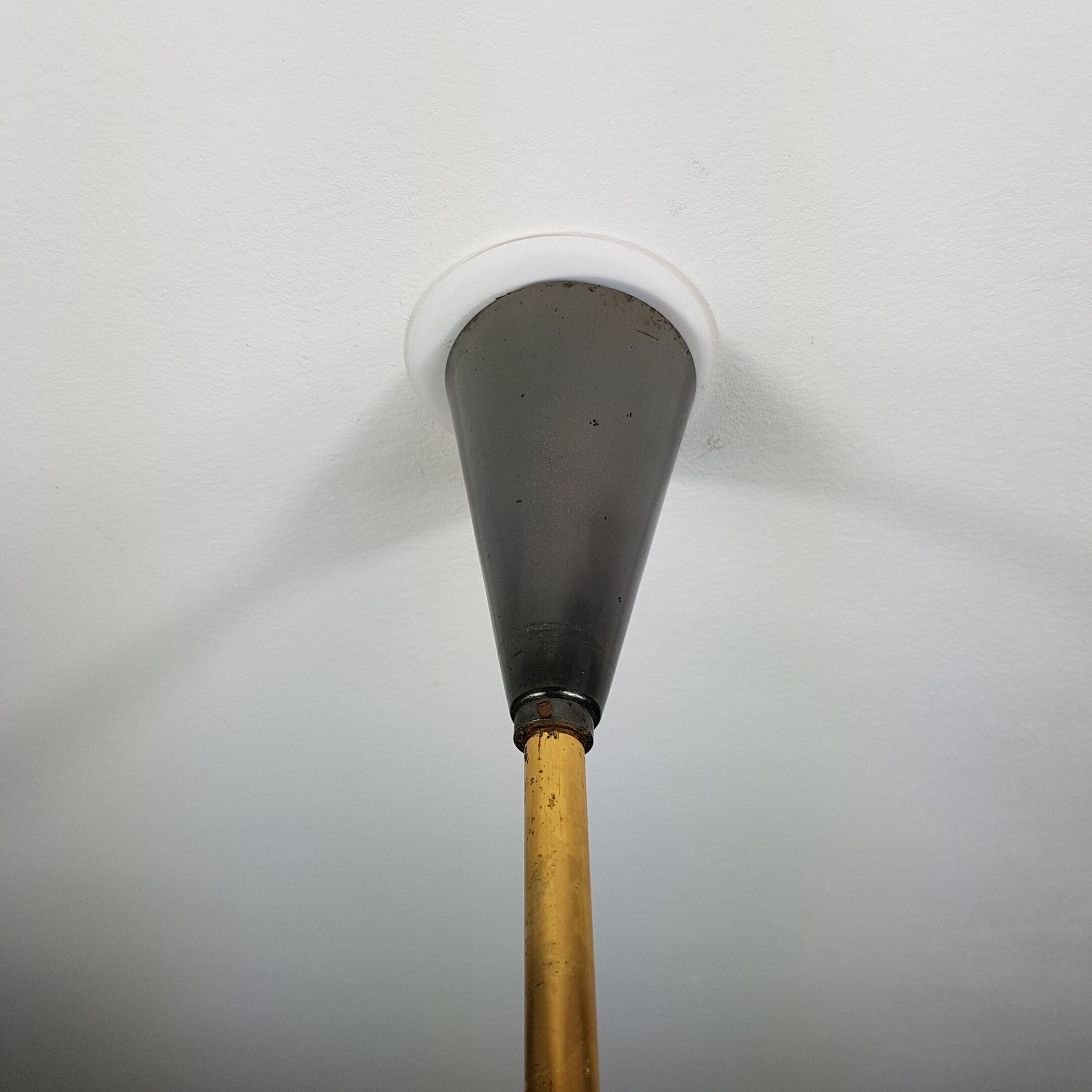 Black and gold chrome pin hanging lamp, 1950