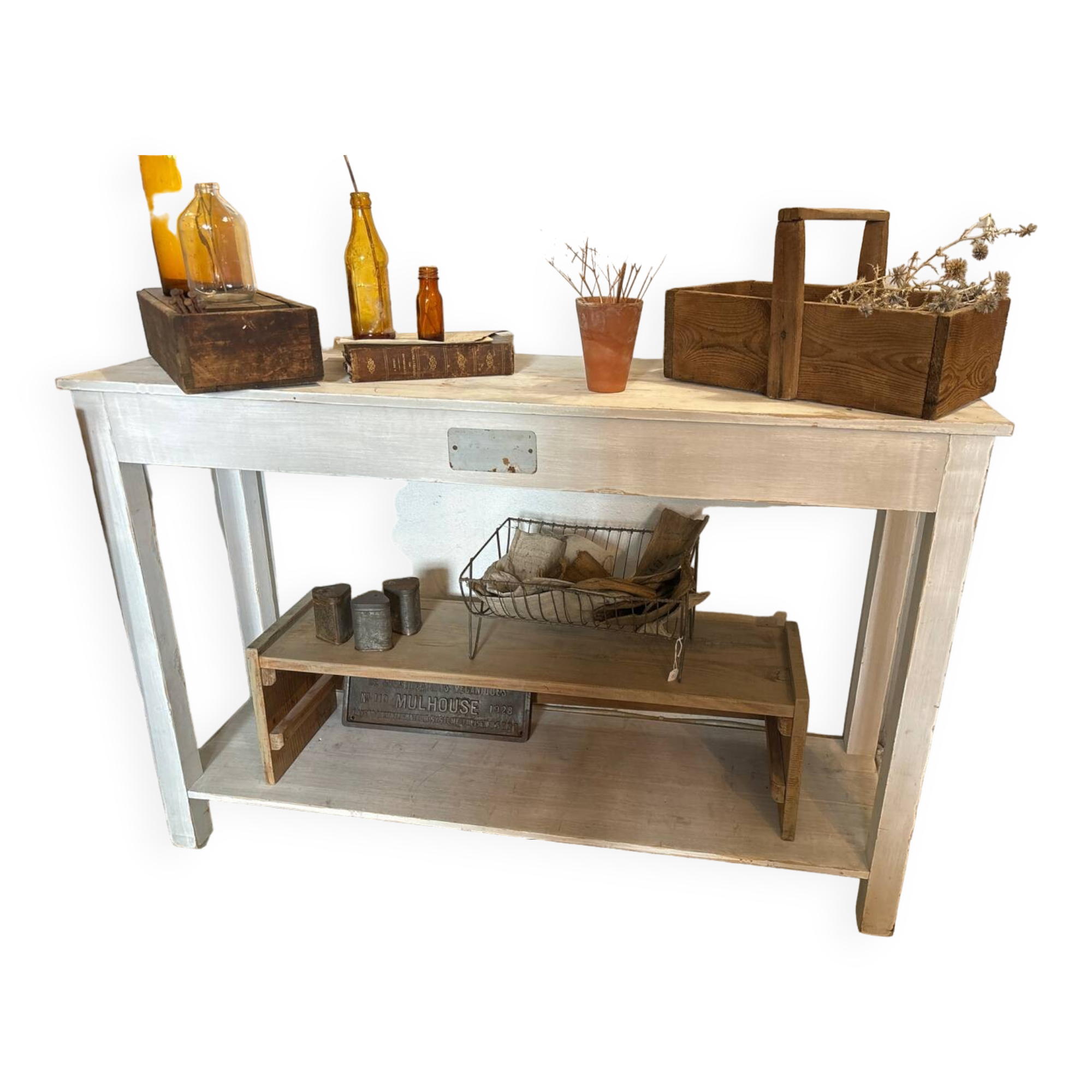 White patinated console