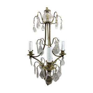 lustre 3 lumières bronze - cristal
