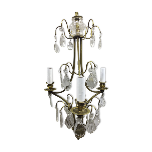 Lustre 3 lumières bronze et cristal — Beyit