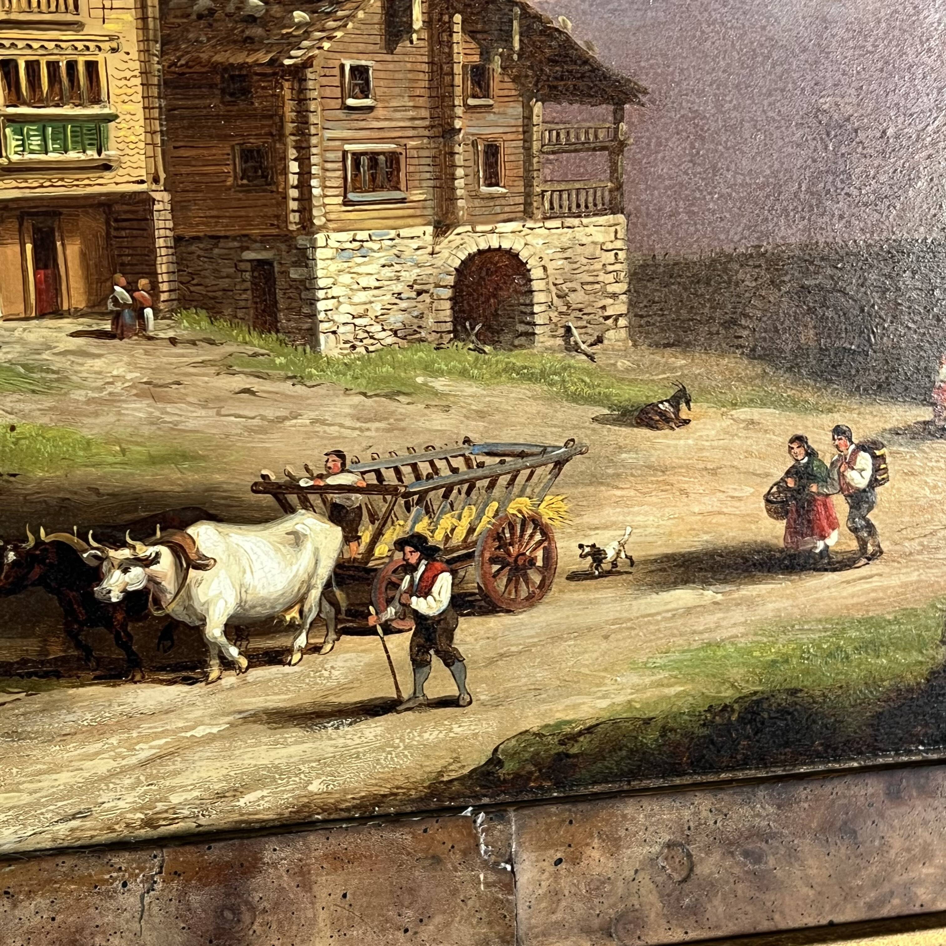 Oil on panel, Xanthus Smith United States, 1839-1929 Swiss Alpine Landscape
