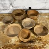 Series of 7 wooden pots