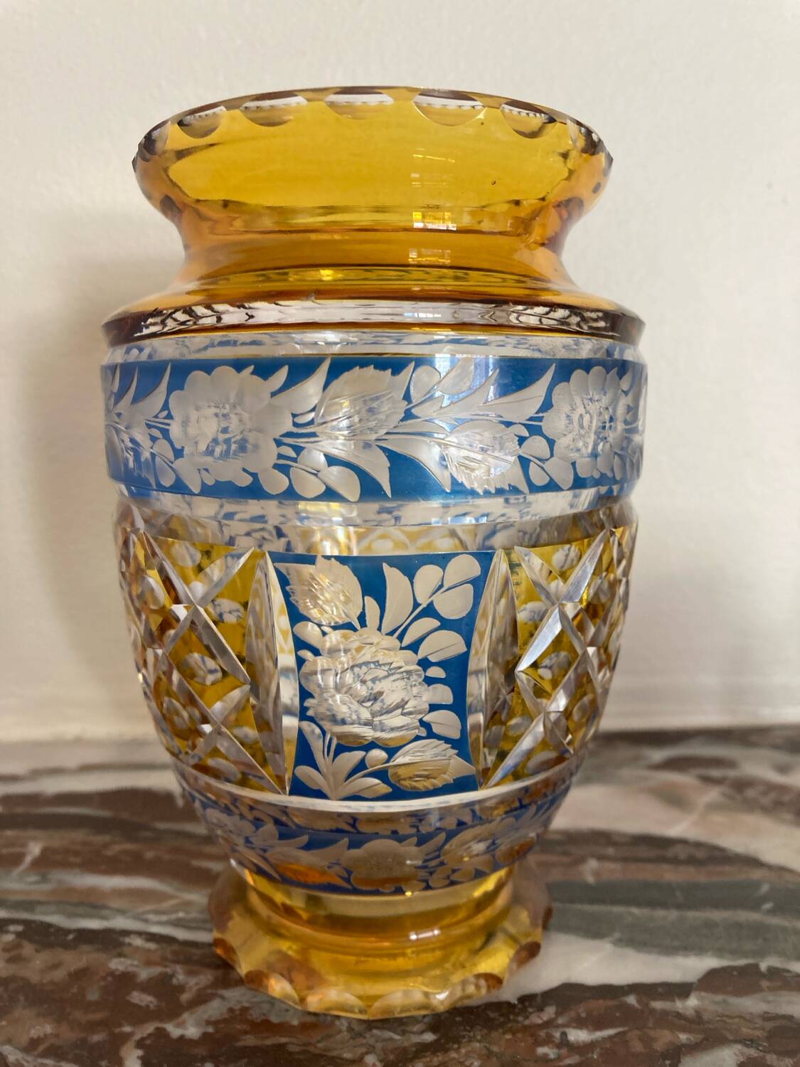 Art Deco polychrome crystal vase