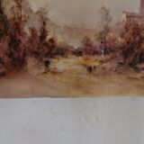 Peinture à l'huile "Le village caché"