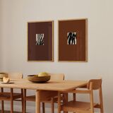 Pair of giclee prints, abstract wall art set of two, 50x70cm