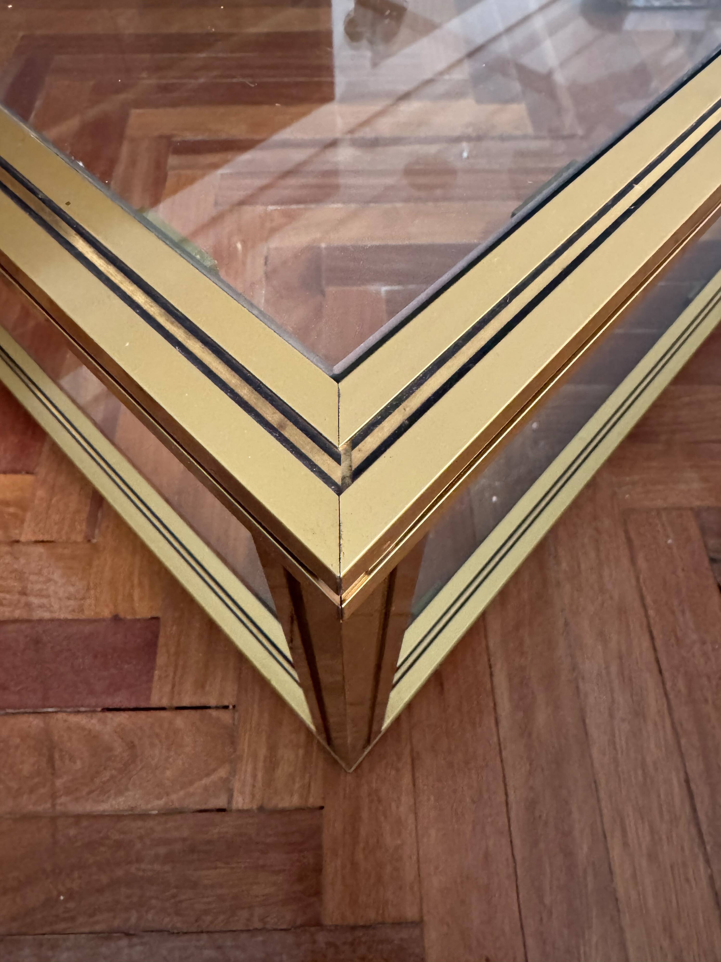 Vintage Hollywood Regency Brass & Glass Coffee Table (1970s)