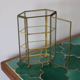Vintage glass and brass jewelry box