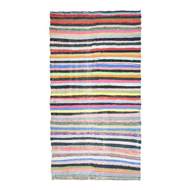 Vintage Turkish Oushak handmade wool cotton beige kilim runner 148x276