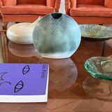 Vase soliflore en céramique bleue, France 1970