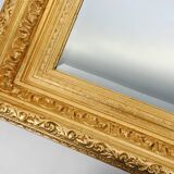 Miroir mural baroque en bois doré à facettes, France 1850