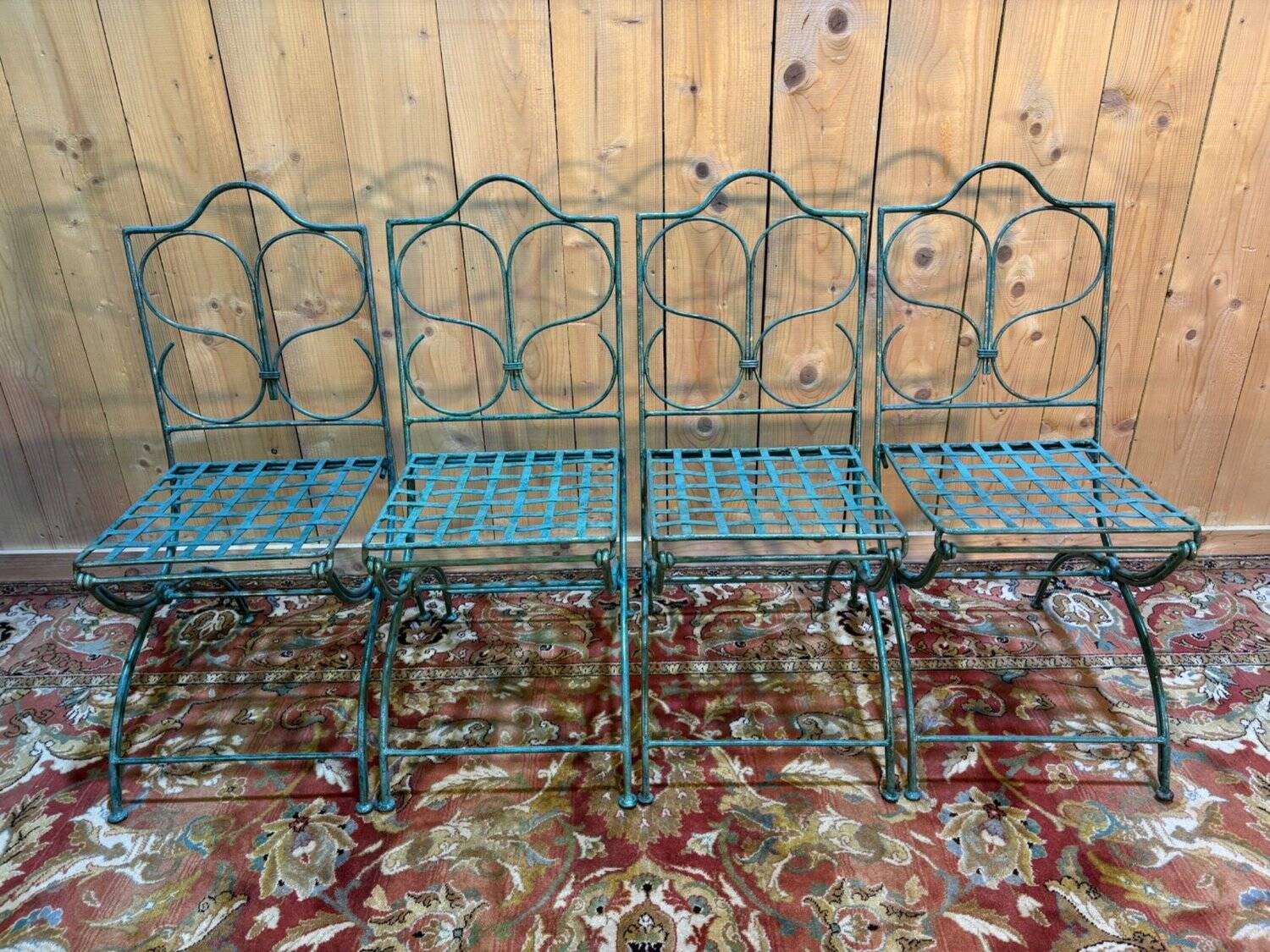Set of 4 metal garden chairs
