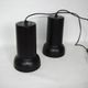 A pair of vintage pendant lights – black brass, modernist