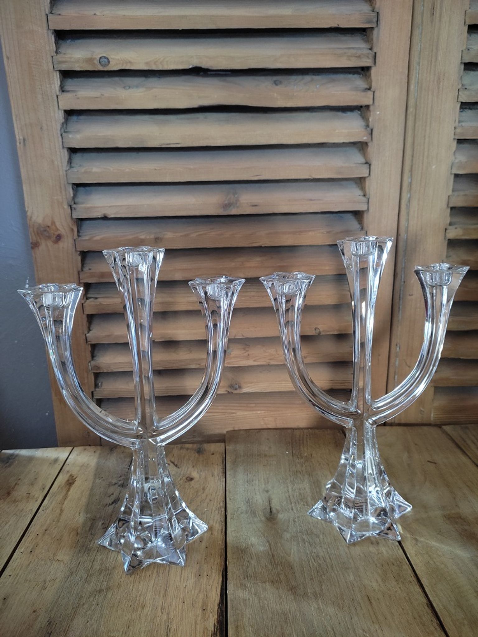 Molded crystal chandeliers 3 Branches Candle holder lot of 2 Dp 0122n008