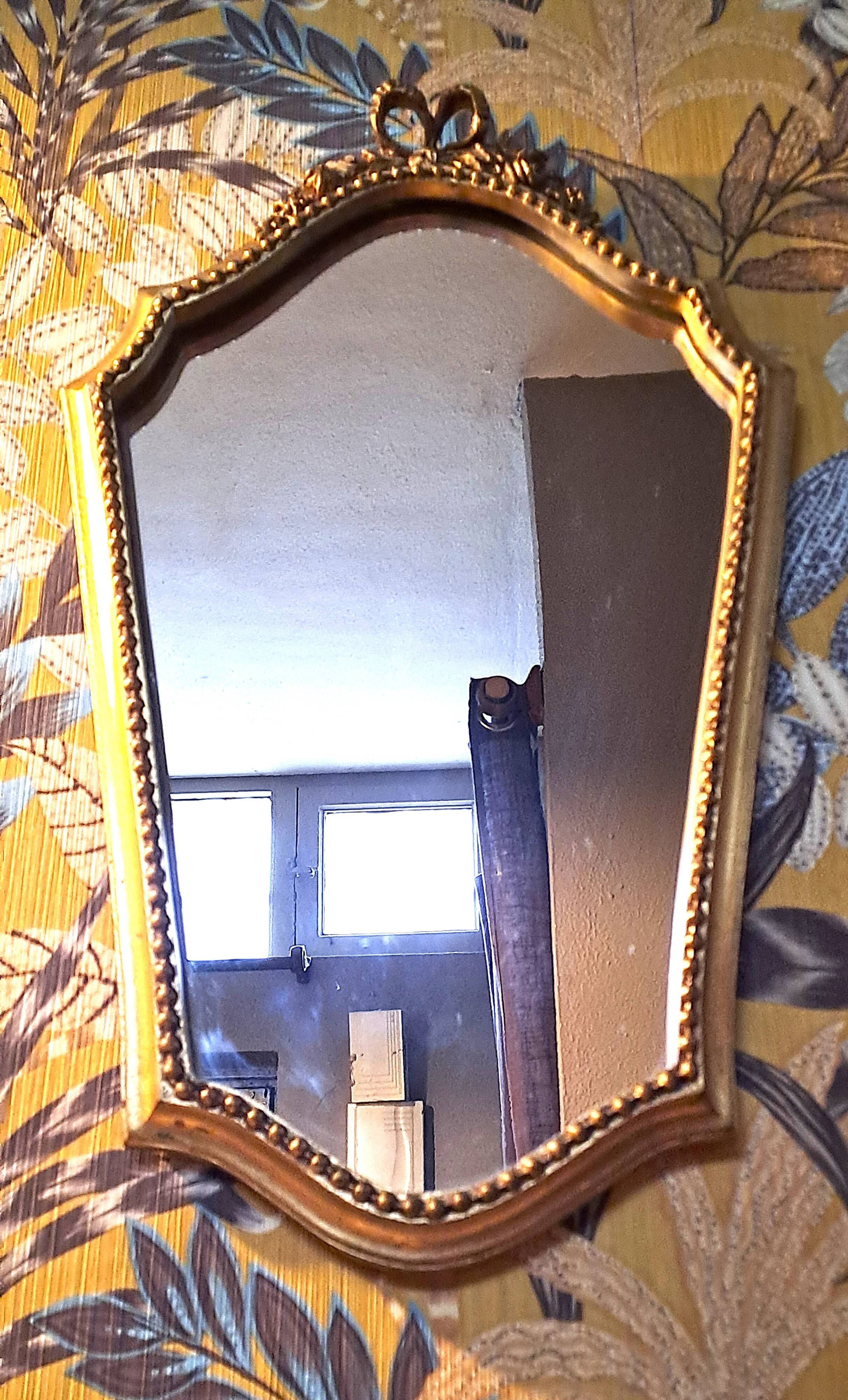 Gilded Mirror XX France Vintage Decoration Classic Gilded Wooden Frame