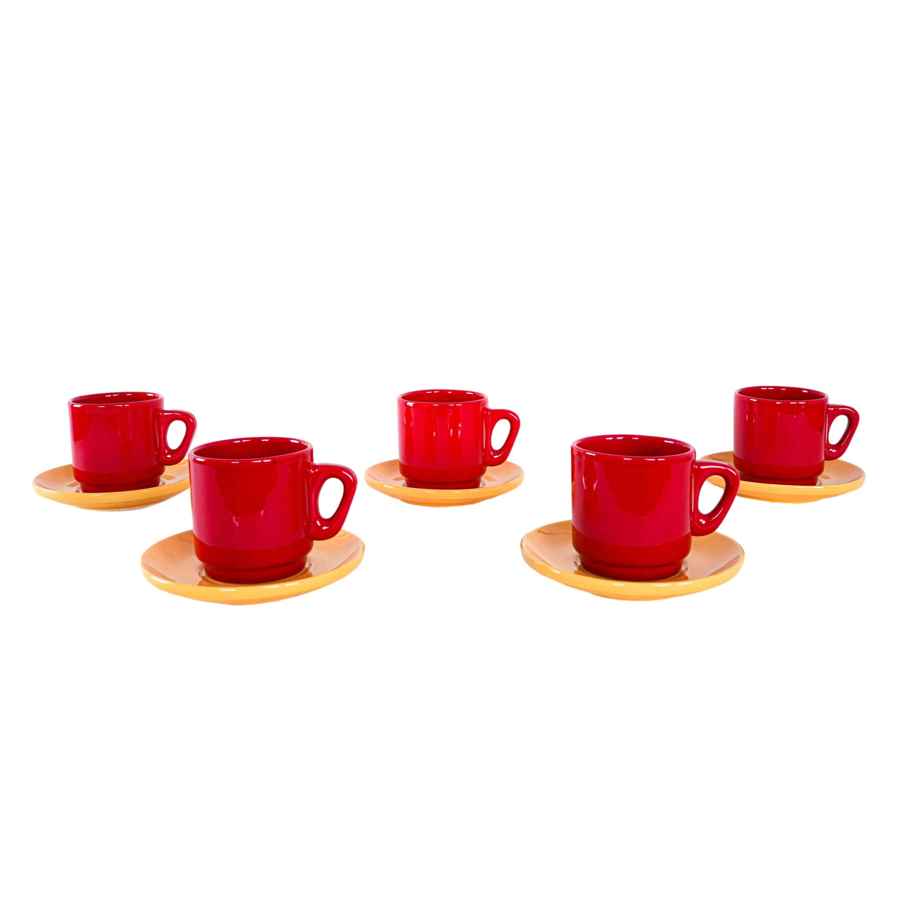 Set of ceramic mugs, Italian design, 1980s, made in Italy