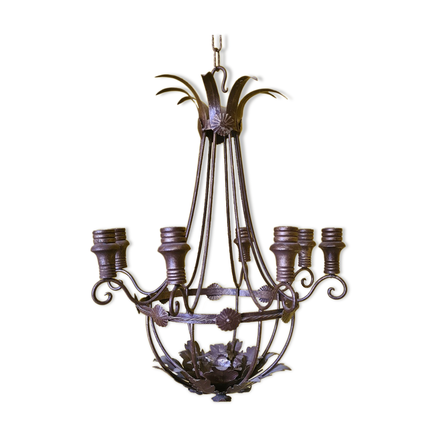 Classic Metal Candle Chandelier. 20th century
