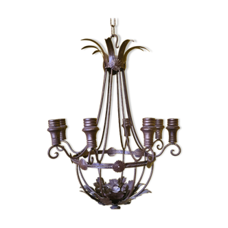 Classic Metal Candle Chandelier. 20th century