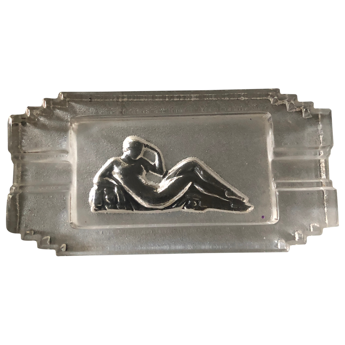 Art deco pressed glass ashtray