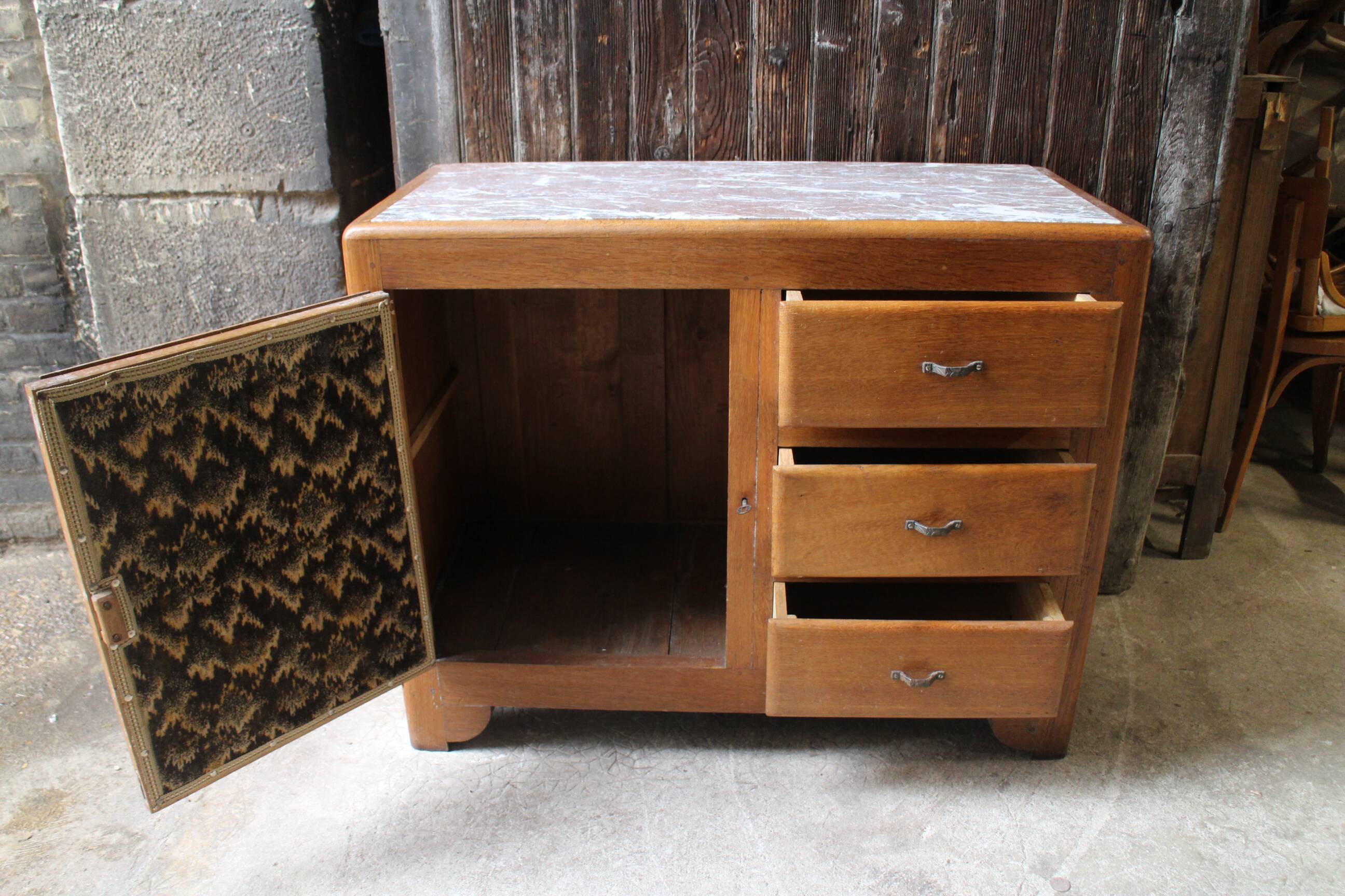 Commode art deco une porte et 3 tiroirs