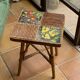Rattan and ceramic coffee table attributed to Audoux and Minnet.