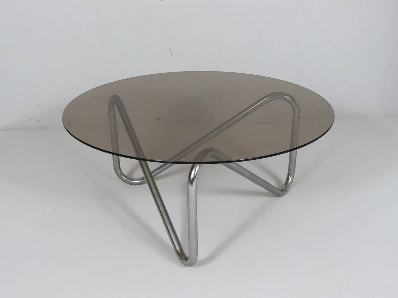 French tubular steel coffee table, 1970s.