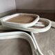 Curved white wooden rocking chair, 1970s