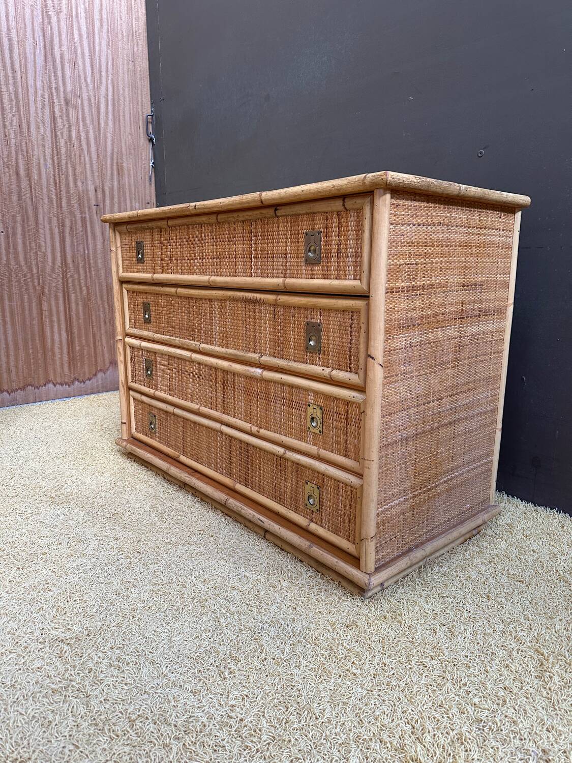 Dal Vera bamboo and rattan chest of drawers