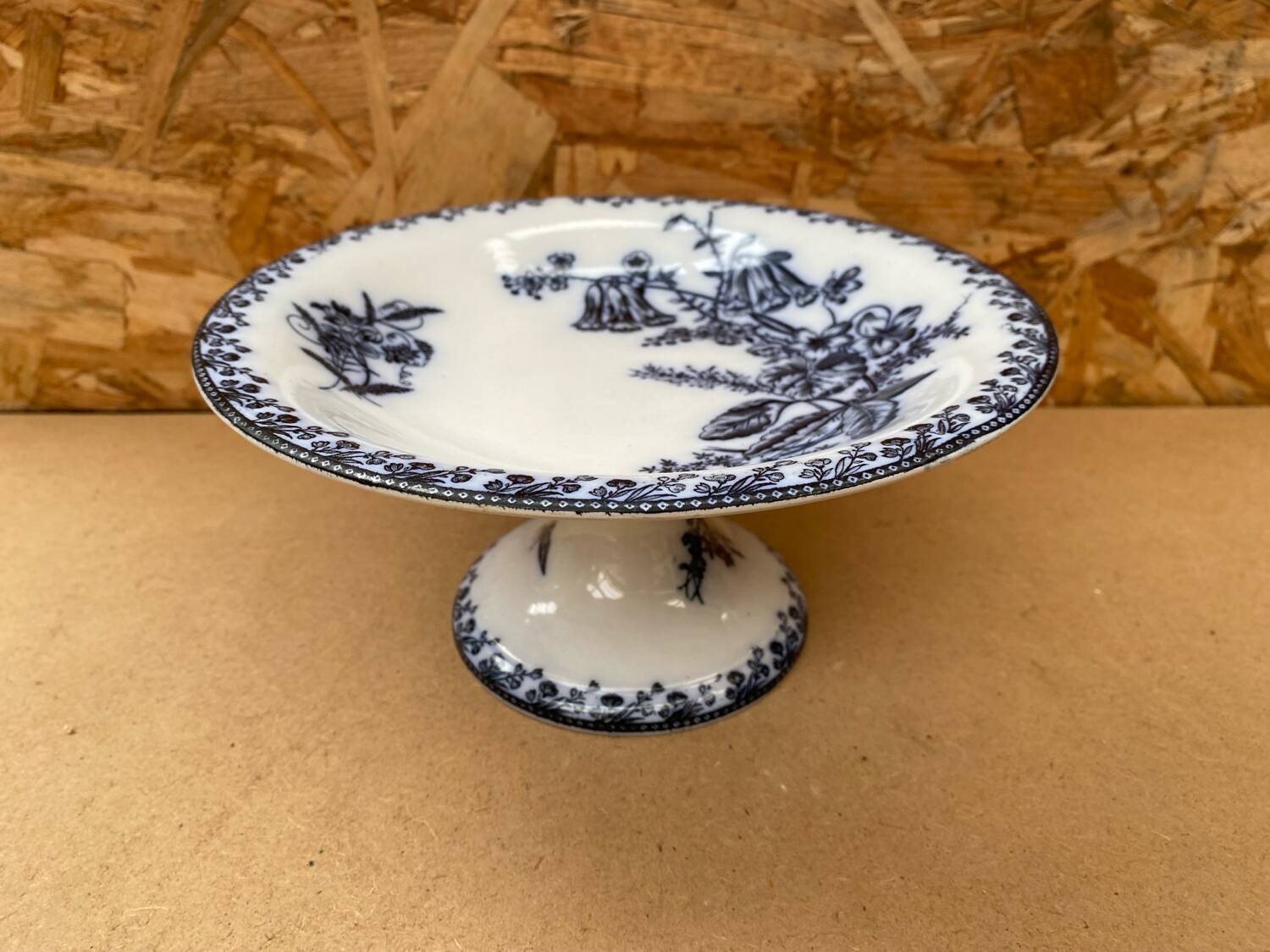 Antique White Porcelain Cake Dish Compotier Vintage Flower Decor