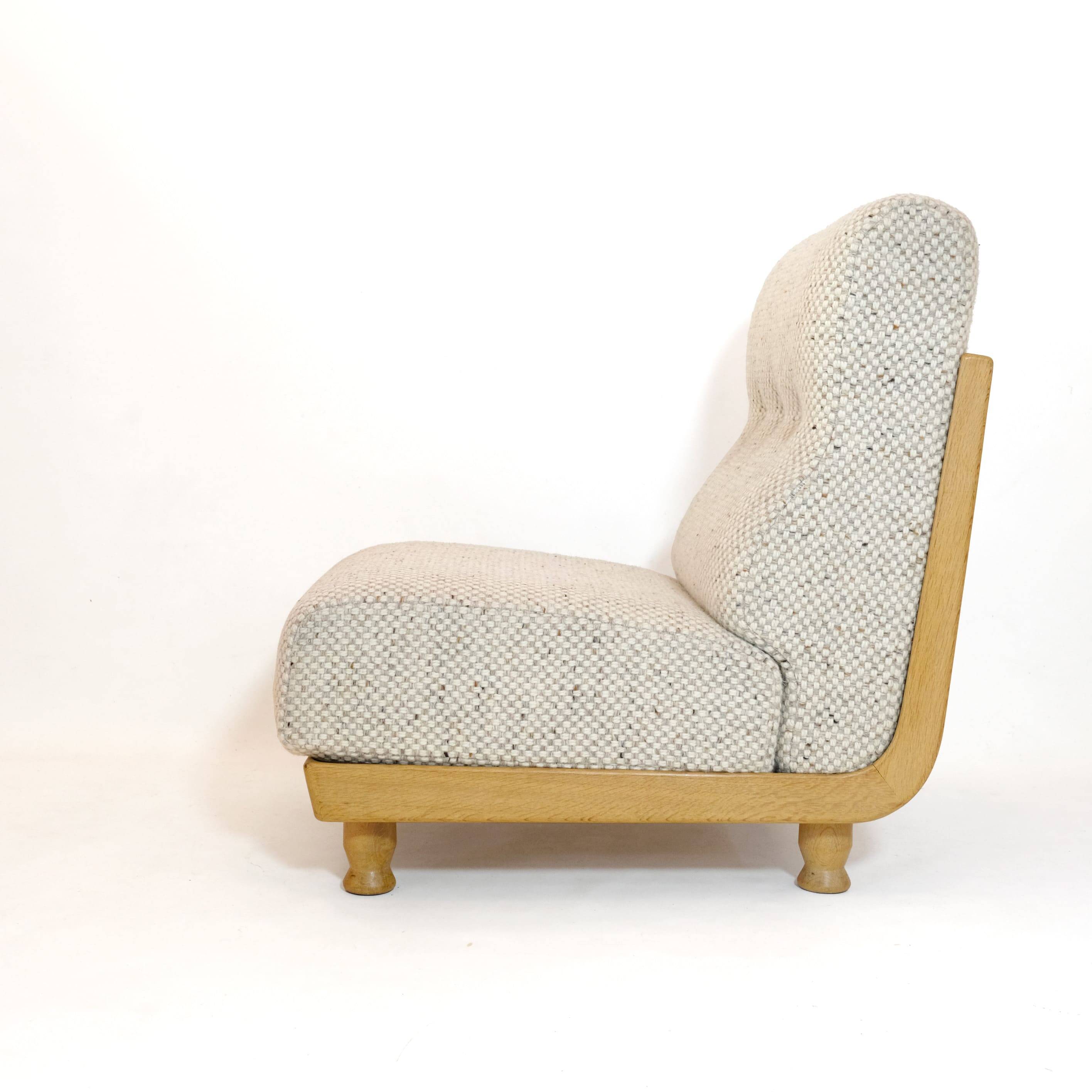Robert Guillerme & Jacques Chambron, armchair upholstered in beige fabric.