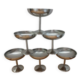 6 antique solid stainless steel ice cream cups