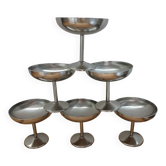 6 coupes à glace anciennes en inox massif