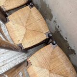 Straw chairs oak 1940s Dudouyt