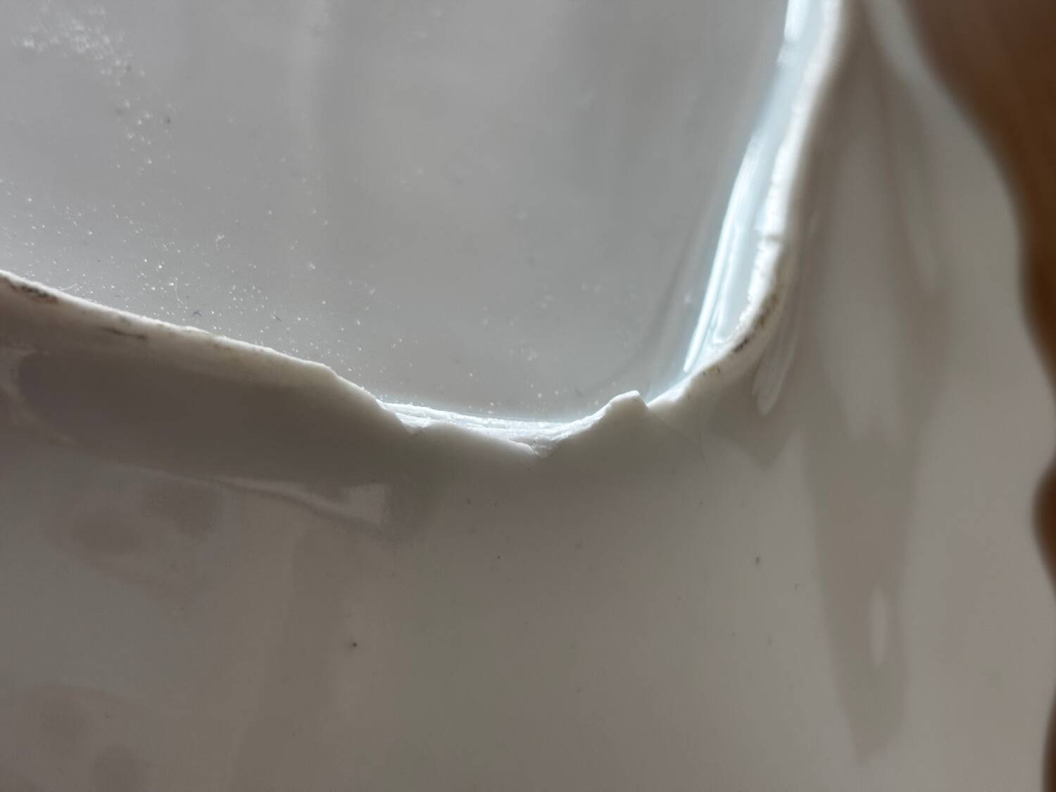 Vintage serving dish with green and gilt defects, Limoges porcelain