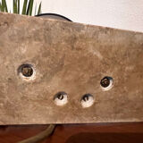 Vintage bronze hunting dog table lamp, marble base and brass tube