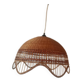 Rattan chandelier duo