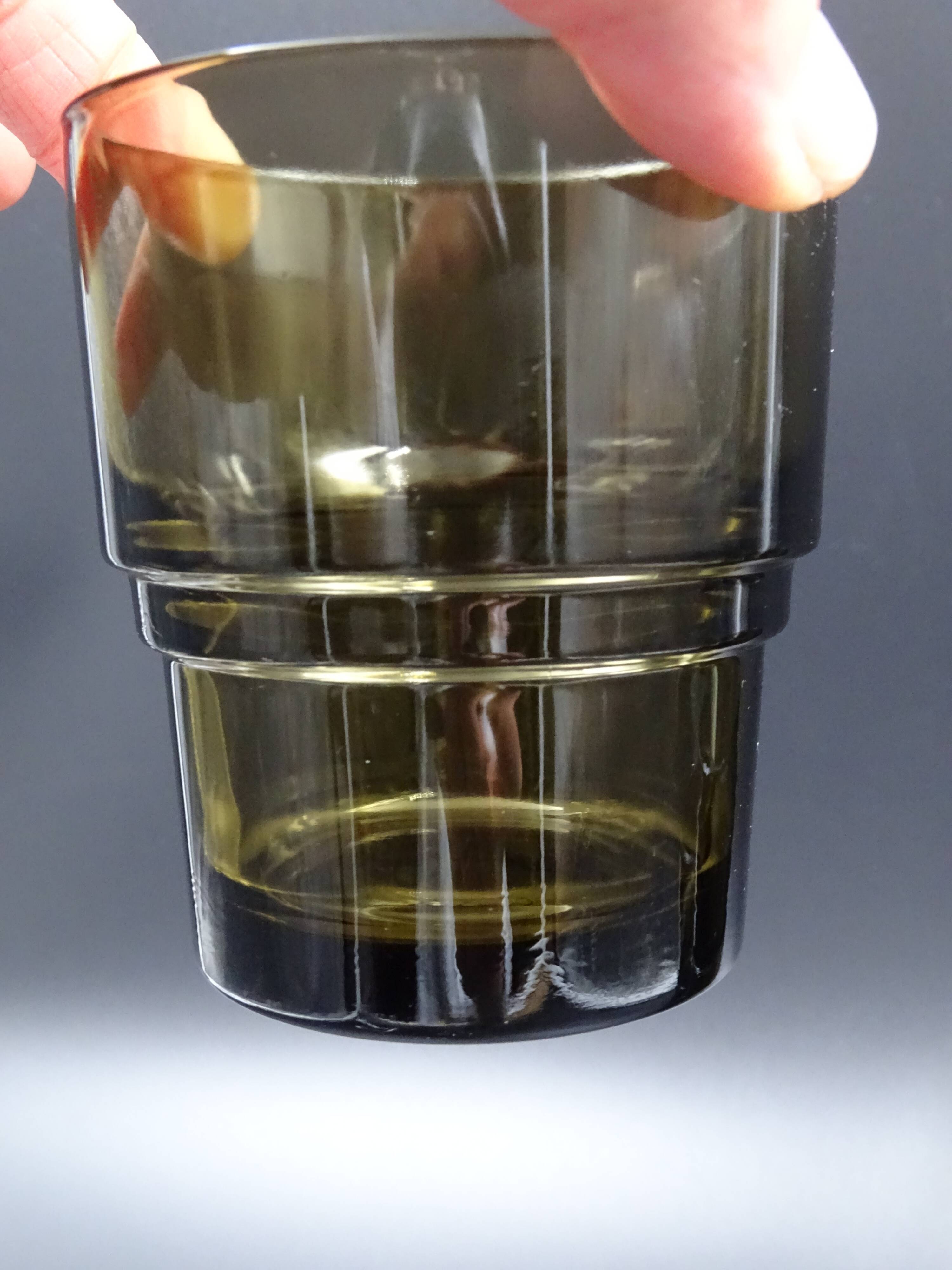 Set of 6 smoked glasses of the brand vereco - around 1970