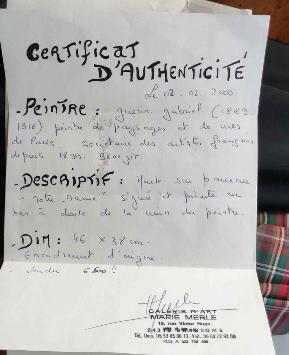 Old Oil Painting Notre Dame/Paris/Guérin Gabriel/19th Century