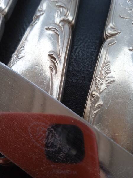 6 SFAM silver metal knives St Louis XVI