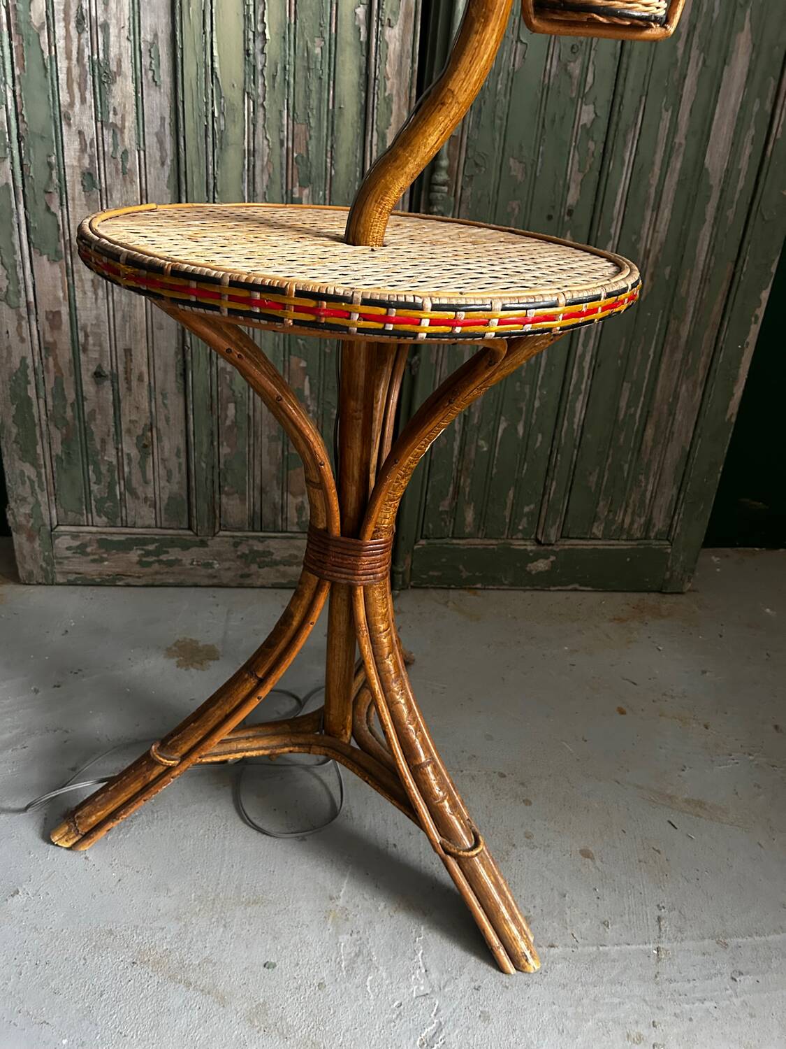 1960s rattan floor lamp – 3-in-1