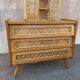Commode bois et rotin