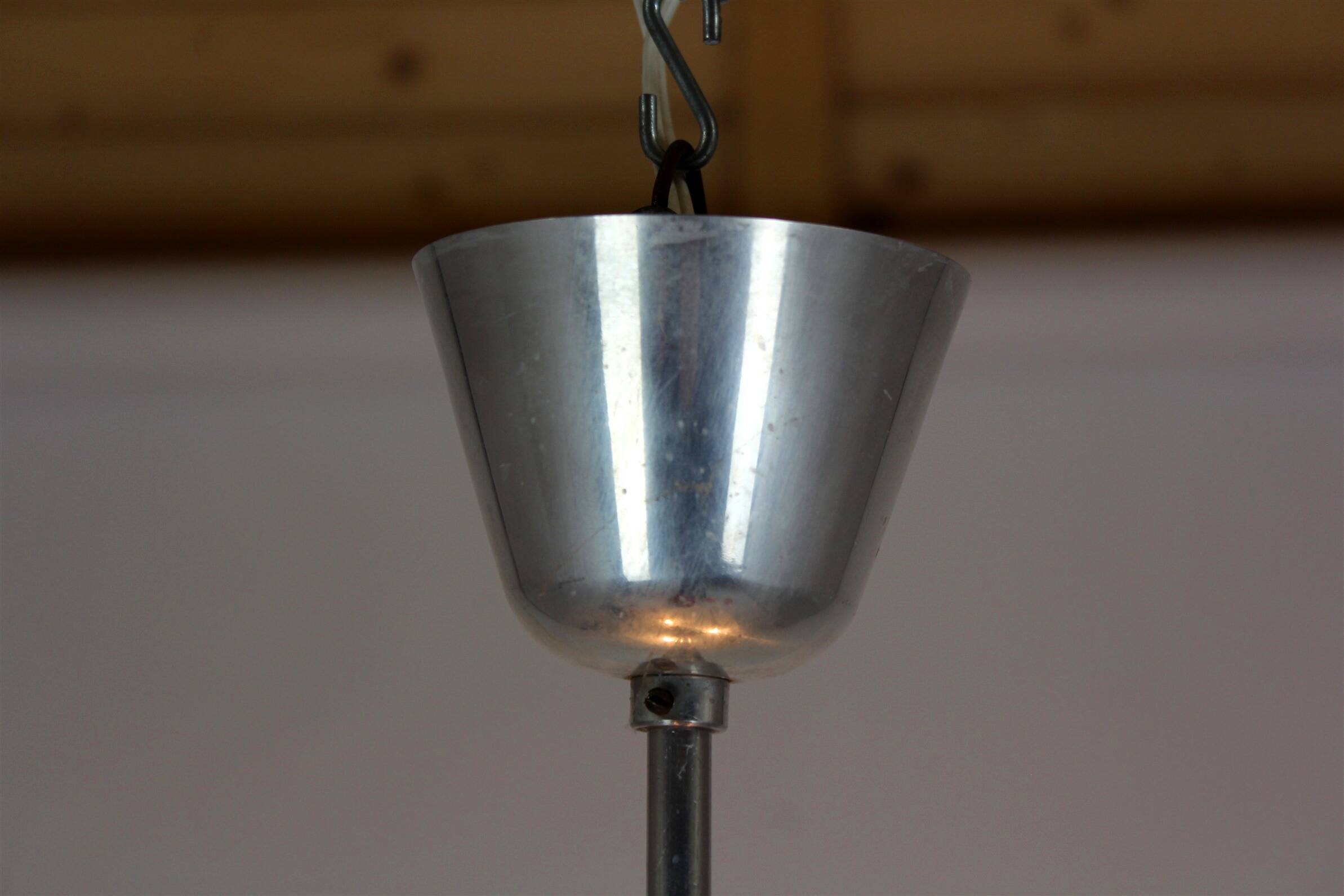 Large Vintage Czechoslovakian Opaline Glass Pendant Lights, 1970s, Set of 2