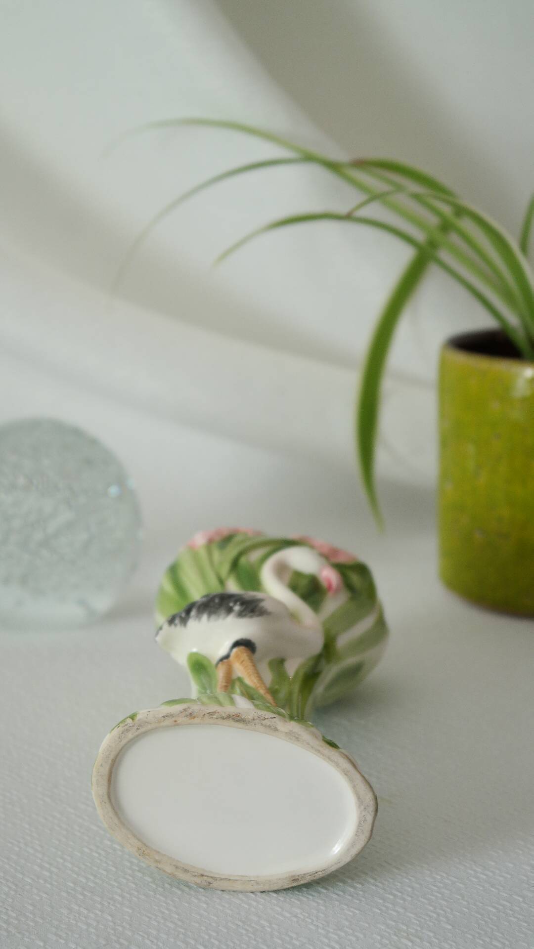 Massier style pink flamingo nature slip vase