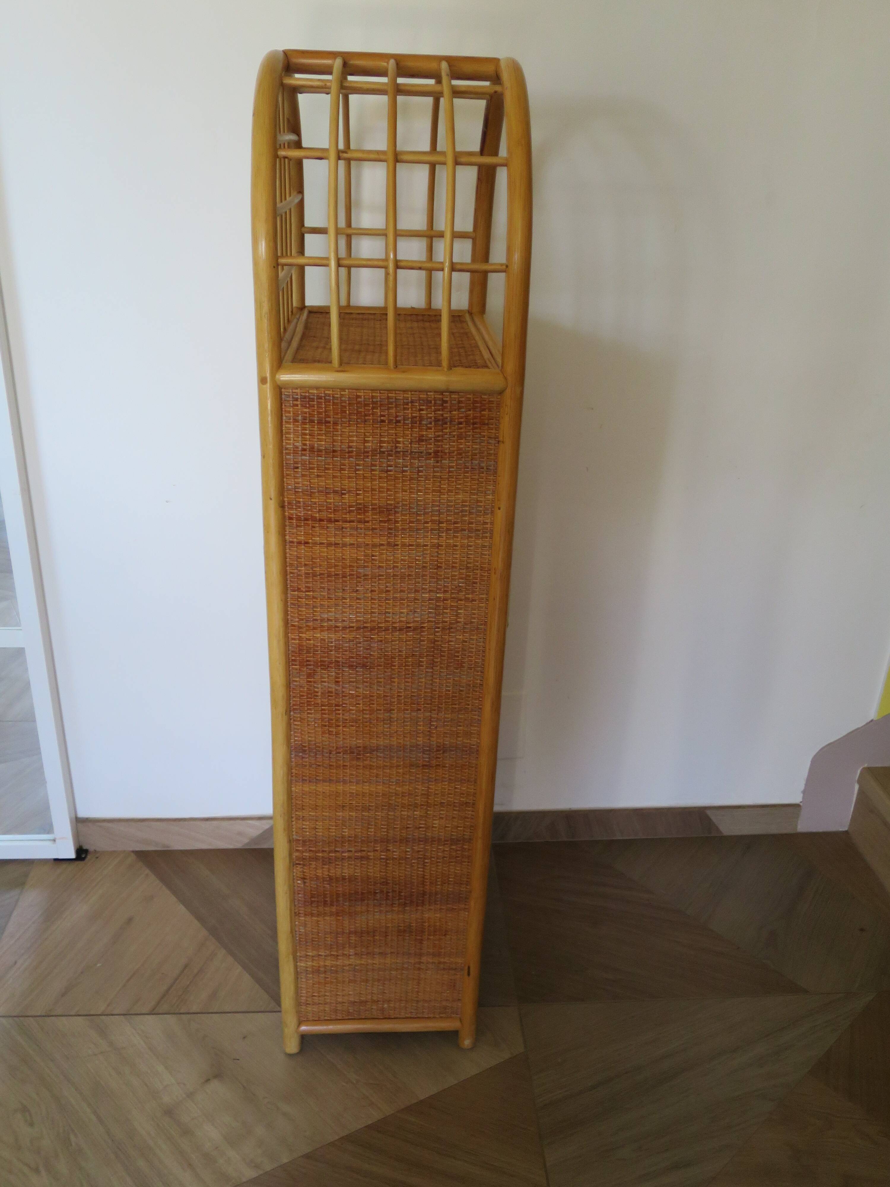 Vintage Library - 2 drawers - Woven rattan cupboard - 1980s - natural