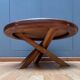 Vintage wooden coffee table with intersecting legs, France 1970
